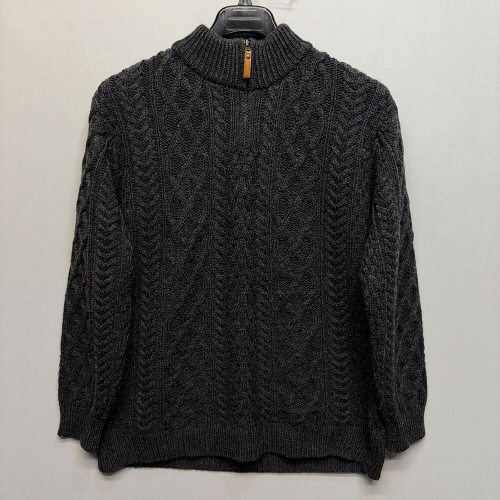 Aran Crafts Ireland Men Merino Wool 1/4 Zip Pullover Sweater Size Large D112 -26